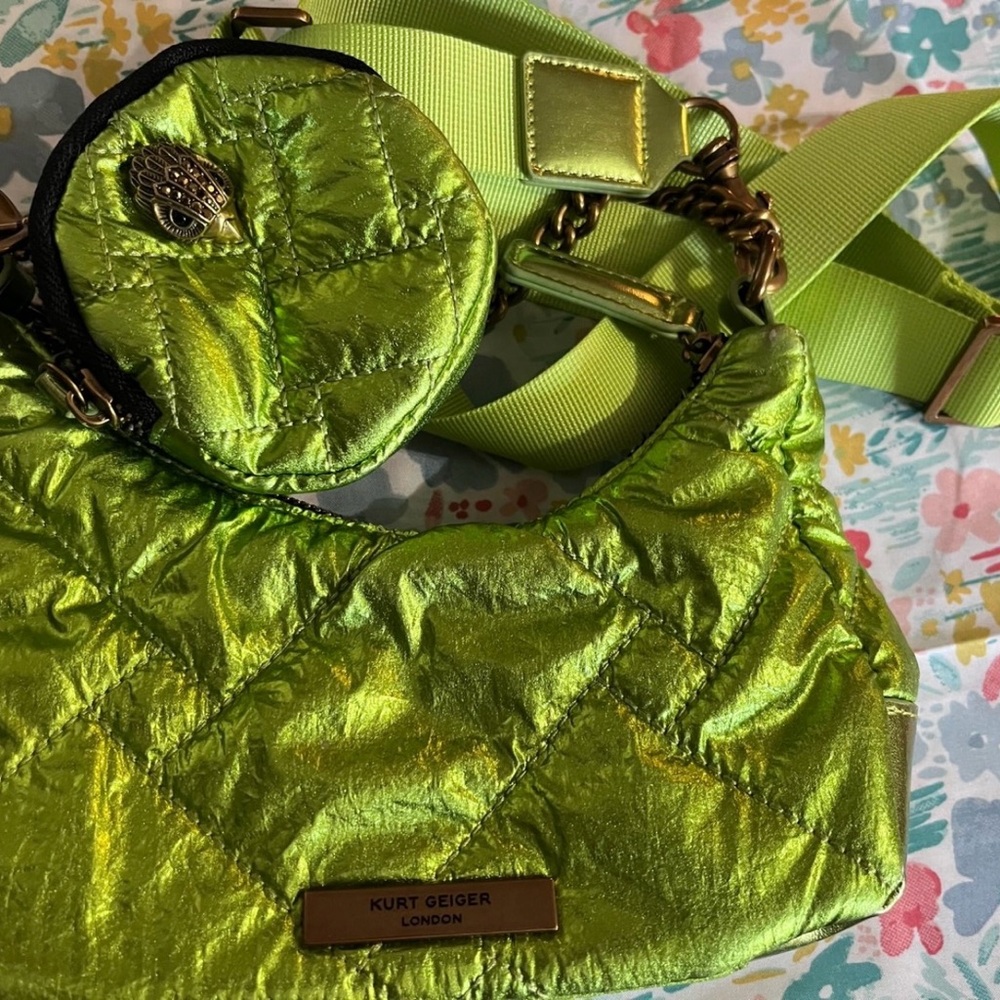 Kurt Geiger Out of Stock Metallic Lime Crossbody Bag. EUC - Picture 4 of 8